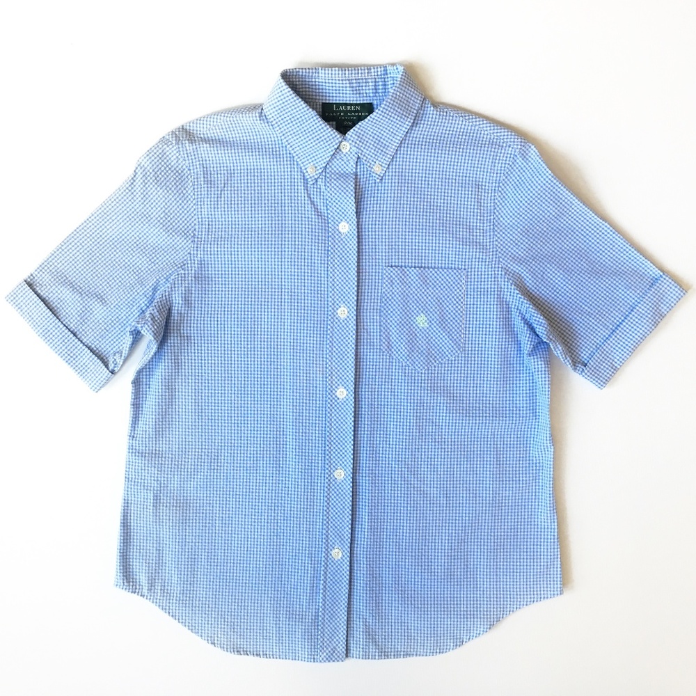 Lauren Ralph Lauren Checks Blue Button Down Shirt